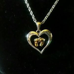 Beautiful heart & baby feet necklace